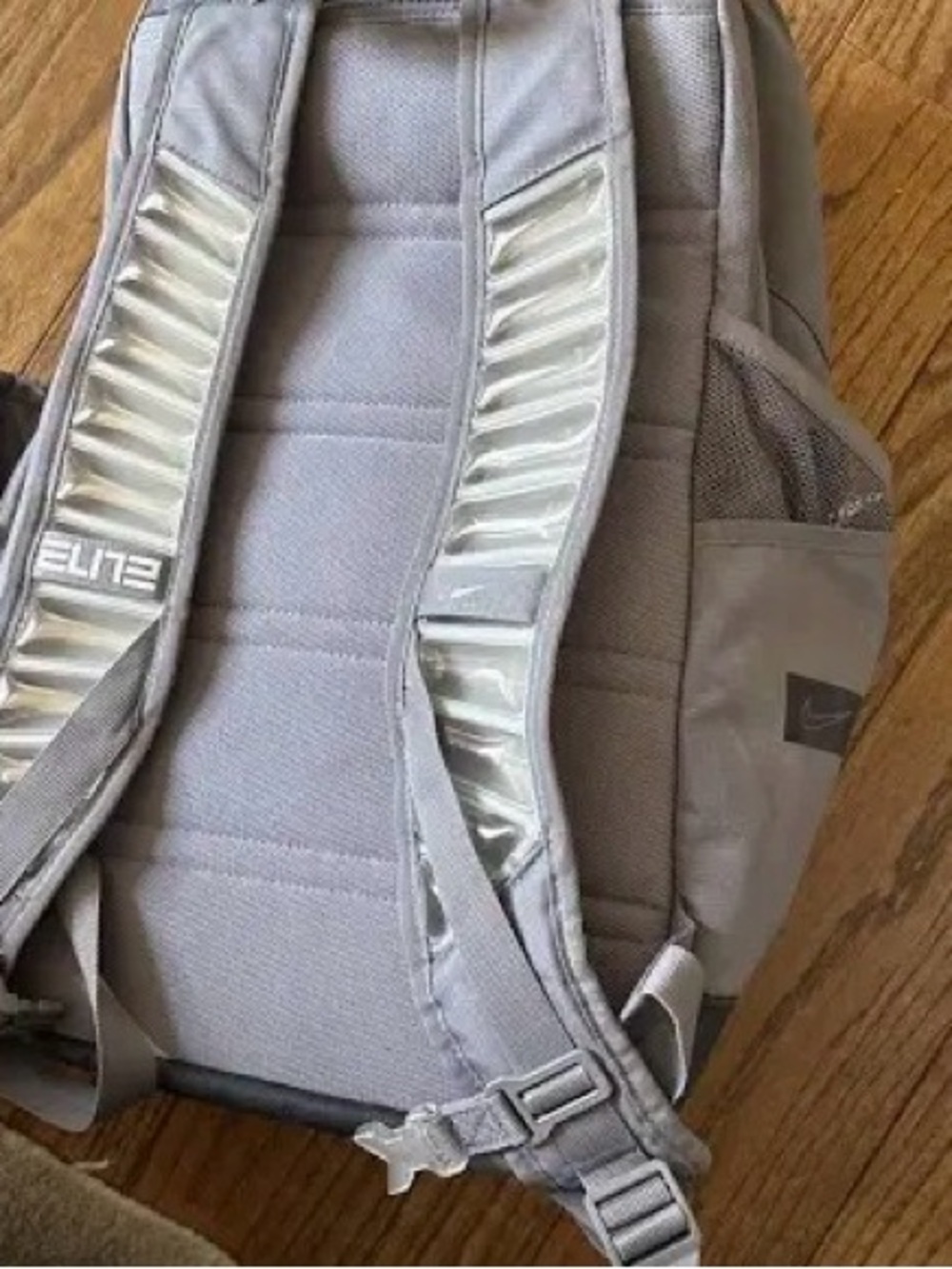 Nike Men's Light Gray Elite Backpack with Silver Accents